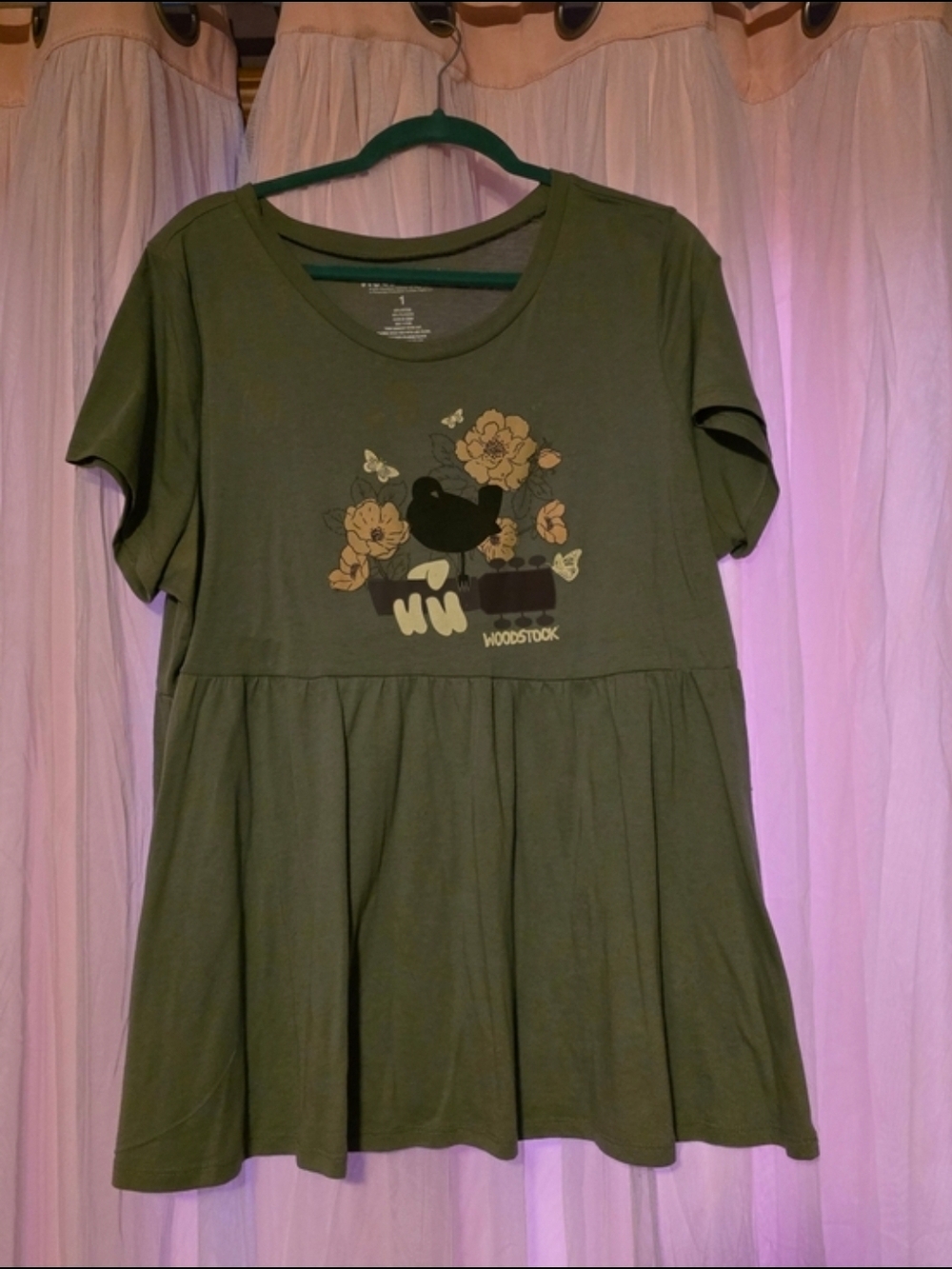 Woodstock Olive Green Graphic Peplum Tee Torrid - 1